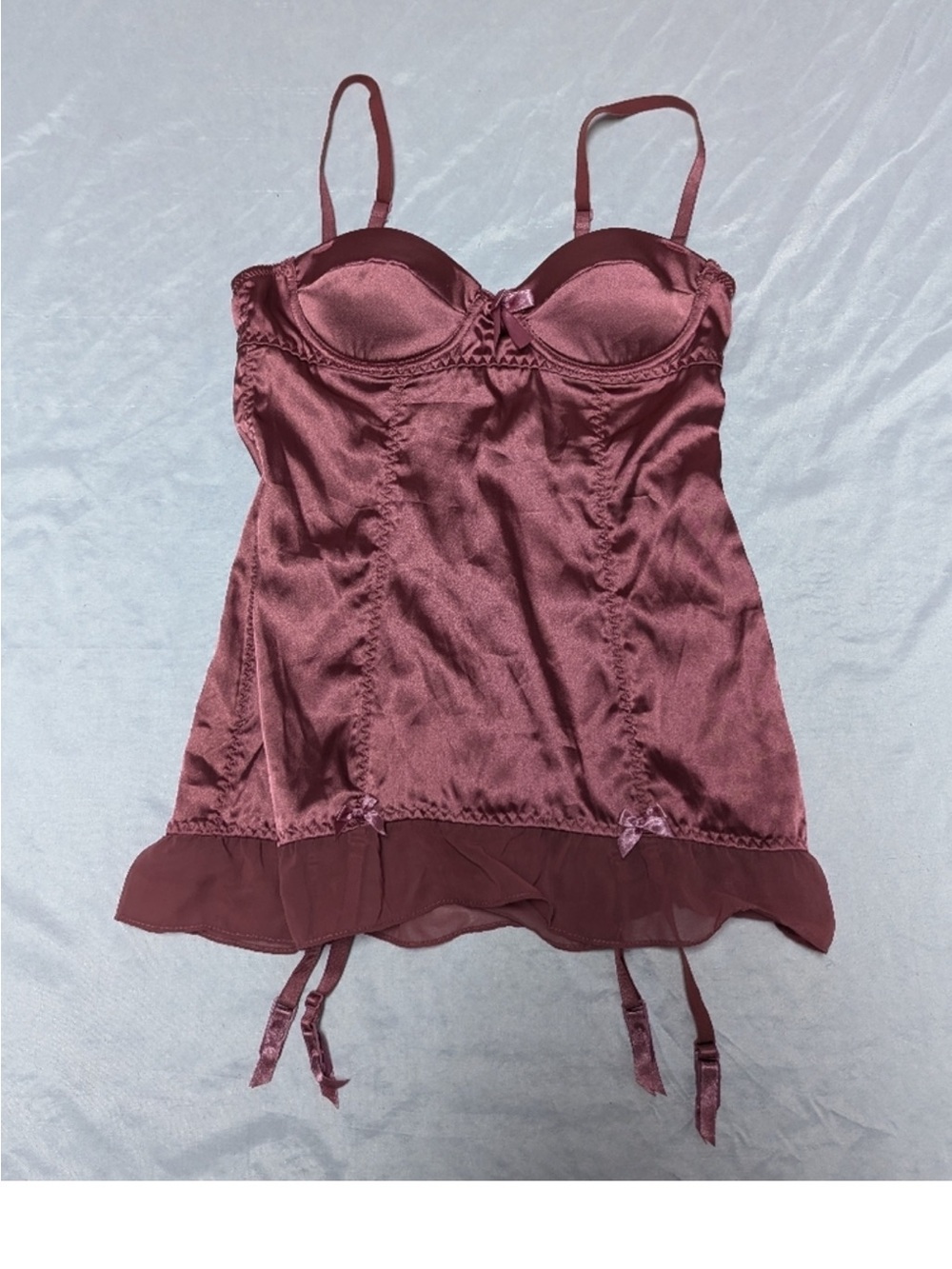 Sexy Little Thing Victoria's Secret Corset Chemise With Garter Clips Dusty Rose